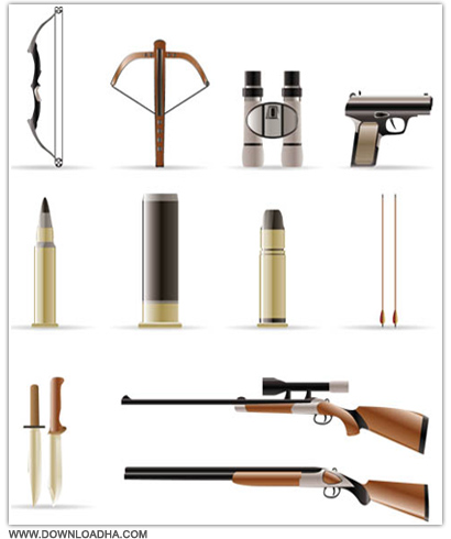 Hunting مجموعه آیکون های زیبا با موضوع ابزار آلات شکار Hunting Things Icons